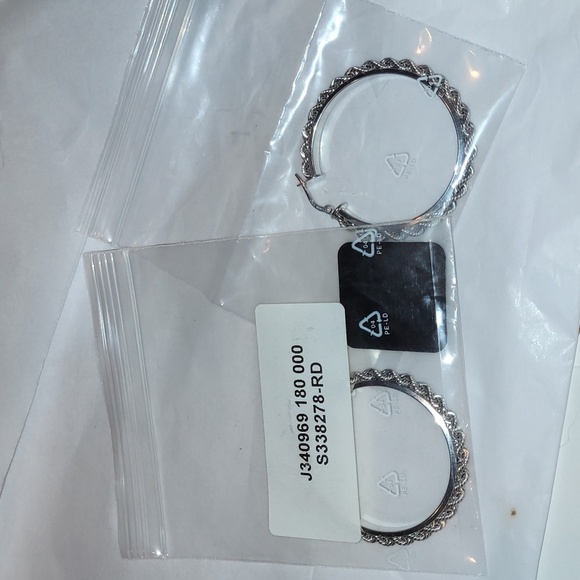 QVC Silver Silver Italian Rope Chain Hoop Earrings - Picture 2 of 4